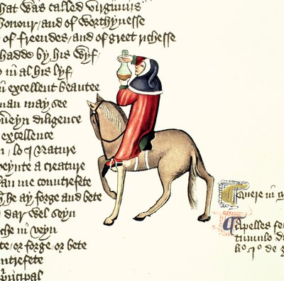 Il Medico (dettaglio) da I racconti di Canterbury, di Geoffrey Chaucer, manoscritto di Ellesmere, edizione facsimile, 1911 da English School